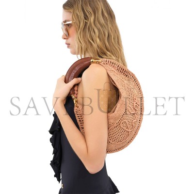 CHLOÉ SUMMER BANANA HOBO BAG IN RAFFIA CH25US902P0824M (36*21.5cm) 